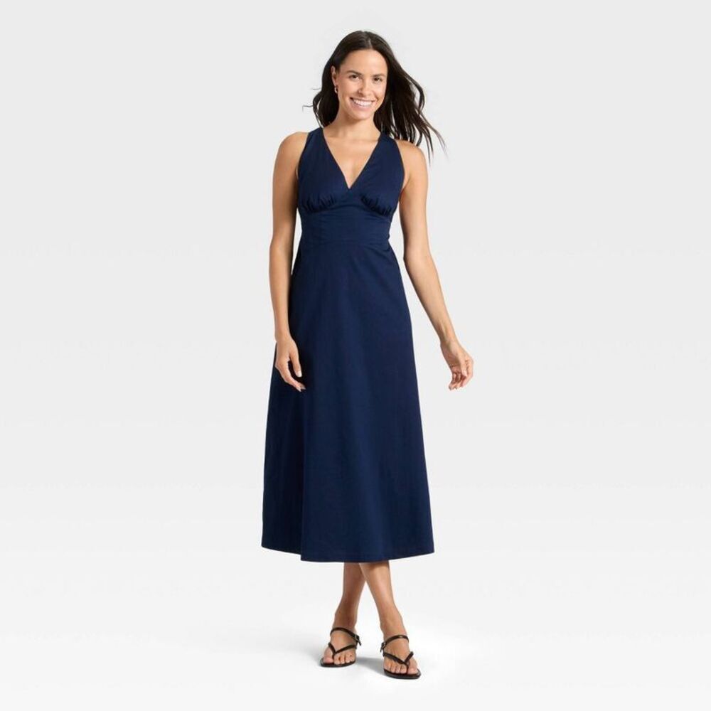 Women's Open Back Maxi Dress - A New Day Navy M